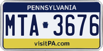 PA license plate MTA3676