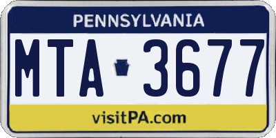 PA license plate MTA3677