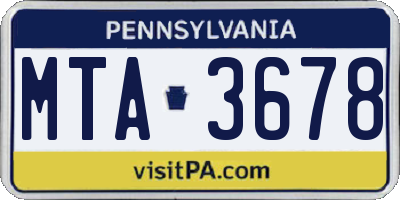 PA license plate MTA3678