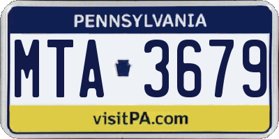 PA license plate MTA3679