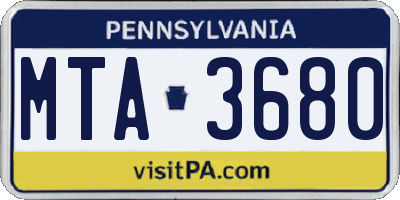 PA license plate MTA3680