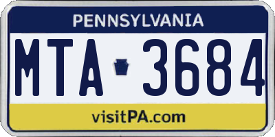PA license plate MTA3684