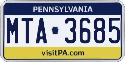 PA license plate MTA3685