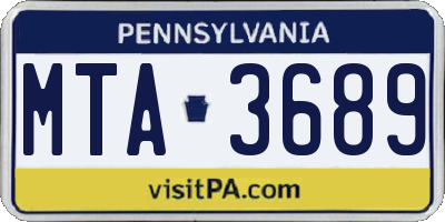 PA license plate MTA3689