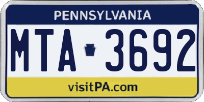 PA license plate MTA3692