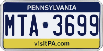 PA license plate MTA3699