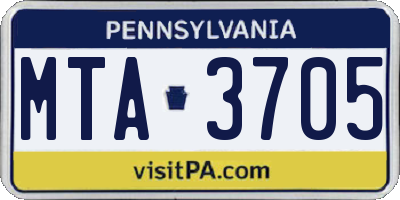 PA license plate MTA3705