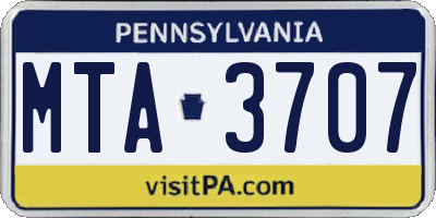 PA license plate MTA3707