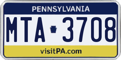 PA license plate MTA3708