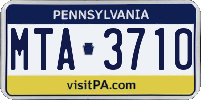 PA license plate MTA3710