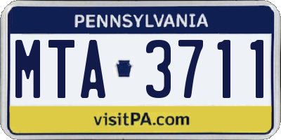 PA license plate MTA3711