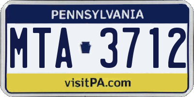 PA license plate MTA3712