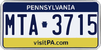 PA license plate MTA3715
