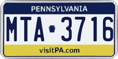 PA license plate MTA3716