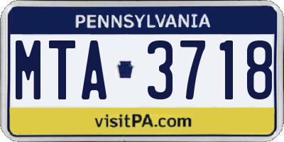 PA license plate MTA3718