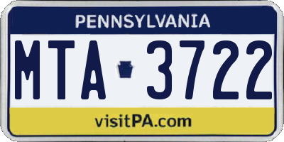 PA license plate MTA3722