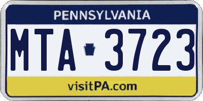 PA license plate MTA3723
