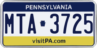 PA license plate MTA3725
