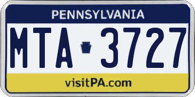 PA license plate MTA3727