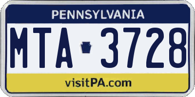 PA license plate MTA3728