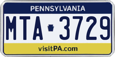 PA license plate MTA3729