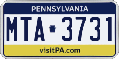 PA license plate MTA3731