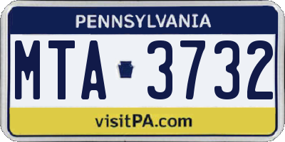 PA license plate MTA3732