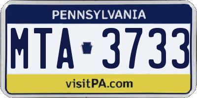 PA license plate MTA3733