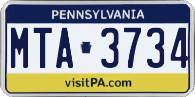 PA license plate MTA3734