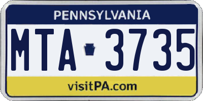 PA license plate MTA3735
