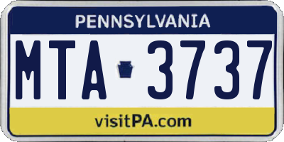 PA license plate MTA3737