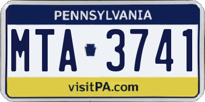 PA license plate MTA3741