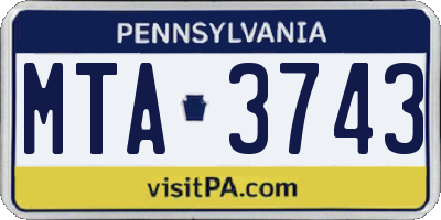 PA license plate MTA3743