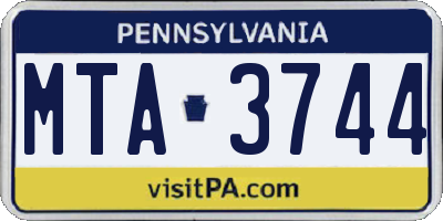PA license plate MTA3744