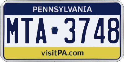 PA license plate MTA3748
