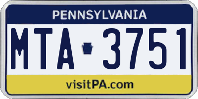 PA license plate MTA3751