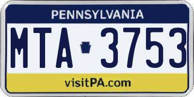PA license plate MTA3753