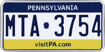 PA license plate MTA3754