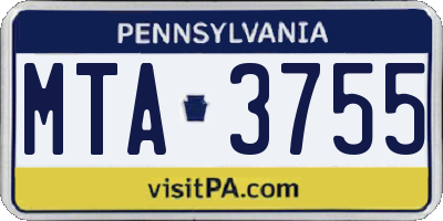 PA license plate MTA3755