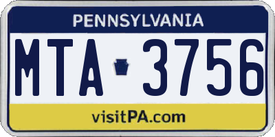 PA license plate MTA3756