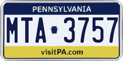 PA license plate MTA3757