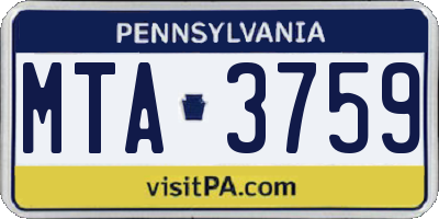 PA license plate MTA3759