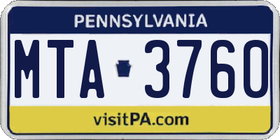 PA license plate MTA3760