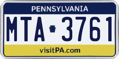 PA license plate MTA3761