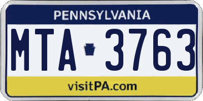 PA license plate MTA3763