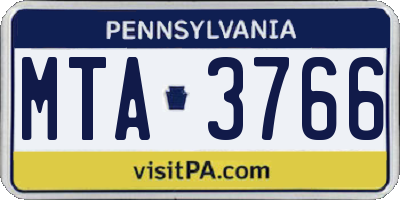 PA license plate MTA3766