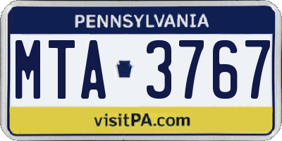 PA license plate MTA3767