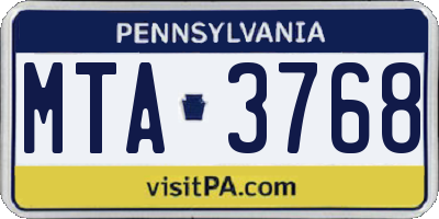 PA license plate MTA3768