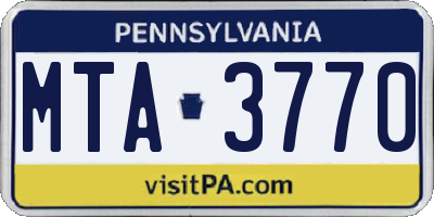 PA license plate MTA3770