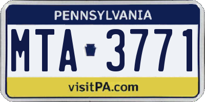 PA license plate MTA3771